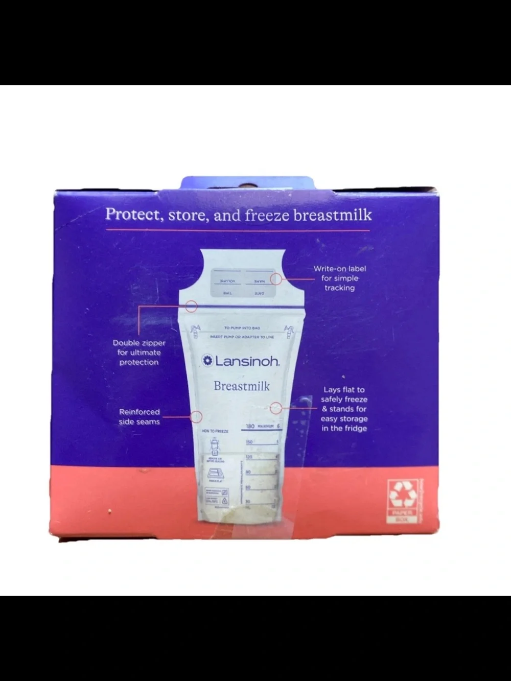 New Lansinoh Breastmilk Storage Container (60 Oz) BPA Free w Storage Bags 100 Ct